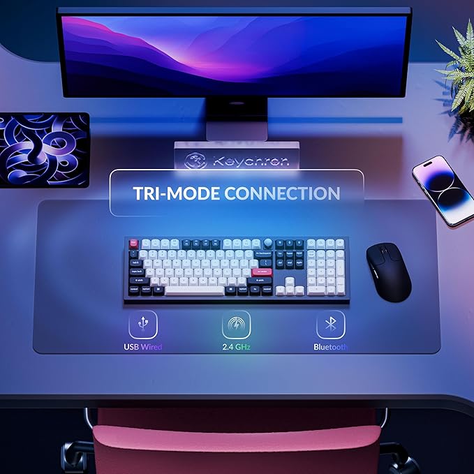 Keychron Q6 HE QMK Wireless 2.4 GHz Custom Keyboard Rapid Trigger Bluetooth 100% Full-size with Hall Effect Gateron Double-Rail Magnetic Switches PBT Keycaps Aluminum Compatible for Mac Windows Linux