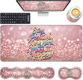 Keyboard Wrist Rest and Mouse Pad with Wrist Support Set Ergonomic CoasterMemory FoamEasy Typing Pain ReliefXL Desk Mat 31.5x 11.8Stay Positive Work Hard and Make It Happen Inspirational Quotes