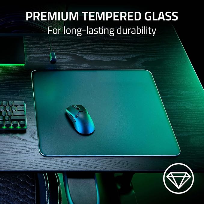 Tempered Glass Gaming Mouse Pad - Large 400×500×3mm (Obsidian Black) Thin Large Hard Mat No - Slip Base for High - DPI Precision Scratch - Resistant Smooth Surface FPS/MOBA/Office Use