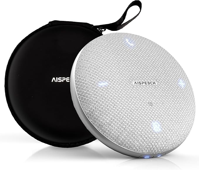 Bluetooth Conference Speakerphone M4 Conference Microphone with AI Noise Reduction AI Transcription Full-Duplex 360° Omnidirectional Voice Pickup USB Speaker for Teams Zoom Home Office Gray