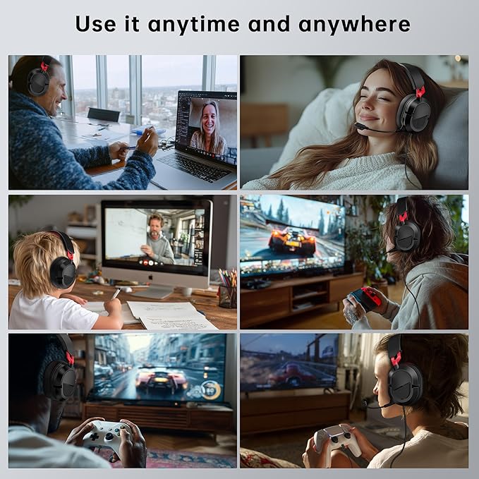 Gaming Headset for PC、PS5、PS4、Xbox Series X、Xbox Series S/One、Tablet. 207g Headset with Clear Mic for Work 𝟐𝟎𝟐𝟔 𝐔𝐩𝐠𝐫𝐚𝐝𝐞 Gaming Headphones with 3.5mm Splitter、360° Mic.79in Cable.Gamer Gifts