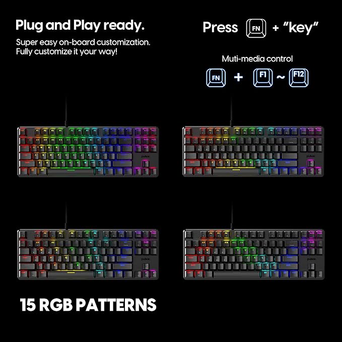 Pulsar Gaming Gears - PK003 Lunar Alloy TKL Mechanical Gaming Keyboard RGB LED Rainbow Backlit USB Wired Game Keyboards for Windows PC PS5 PS4 Xbox 87 Keys Outemu Switches FPS (Renewed)