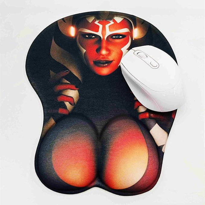3D Mouse Pad Oppai Mousepad with Soft Gel Wrist Rest Anime Manga Gaming Boob pad Anti-Slip Mouse Mat （Tan）