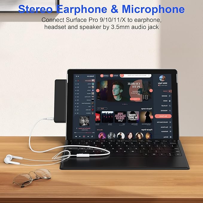 Surface Pro 11/10/9 Accessories Docking Station &amp Adapter - 7-in-1 USB-C Hub for Dual Monitor with 4K HDMI USB C Thunderbolt 4 (8K@30Hz/40Gbps/100W PD) 2 USB 3.0 SD/TF Card Reader &amp 3.5mm