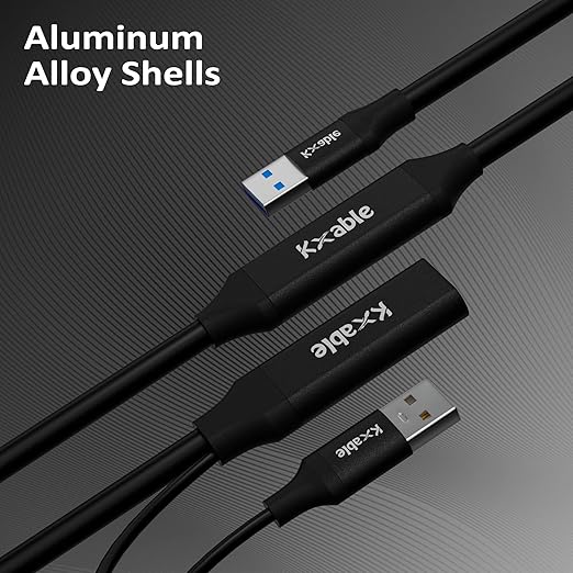 USB 3.0 Active Extension Cable 50 Feet Type A Male to Female Extender Cord USB Repeater Cable with 2 Signal Boosters &amp USB Power Supply for Laptop Hard Drive Printer Webcam Xbox VR PS4