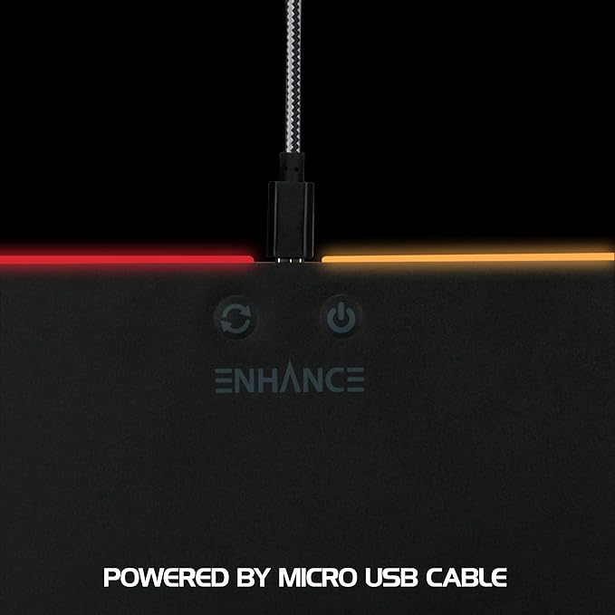 ENHANCE LED Gaming Mouse Pad RGB - Hard Mouse Pad with 7 Light Up Modes and Brightness Controls - Large Surface (13.75 x 9.8 in) with Glowing Lights and Rubber Non-Slip Grip for Desktop Gamers