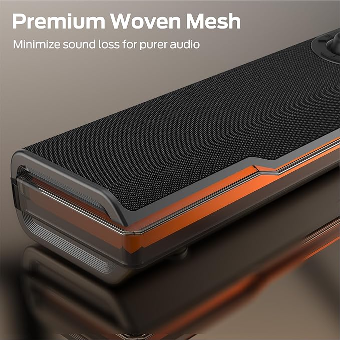 Monster S330 Computer Speakers HiFi Stereo Sound PC Speakers Bluetooth 6.0 Computer Sound Bar with Dynamic RGB Light USB/Type-C Plug &amp Play Gaming Speakers for Computer Desktop PC Laptop Ta