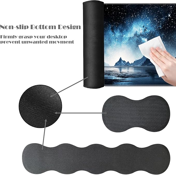 Ergonomic Keyboard Wrist Rest &amp Mouse Pad Wrist Rest SetXL Gaming Desk Mat 31.5x 11.8Non-Slip BaseMemory FoamEasy Typing Pain Relief for Office &amp HomeMountain Lake Galaxy