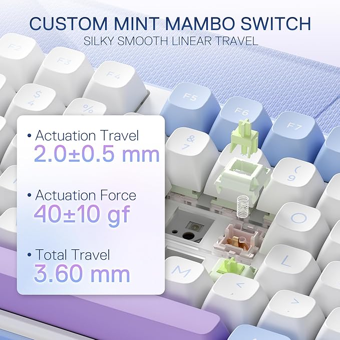 Redragon K707 PRO 80% Wireless Gasket RGB Gaming Keyboard 3-Modes 87 Keys TKL Mechanical Keyboard w/Hot-Swap Socket PBT Round Keycaps &amp 5-Layer Noise Dampening Custom Linear Switch