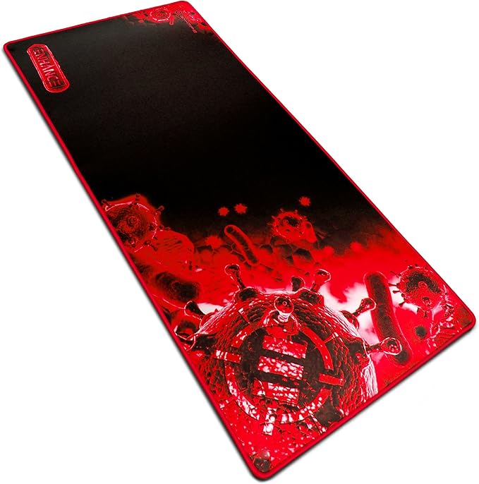 ENHANCE Extended Large Gaming Mouse Pad - XL Mouse Mat (31.5 x 13.75) Anti-Fray Stitching for Professional eSports with Low-Friction Tracking Surface and Non-Slip Backing - Red