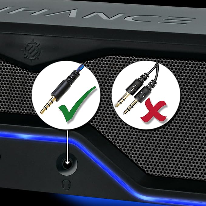 ENHANCE SB1 Computer Speakers High Excursion Soundbar - USB Powered Computer Sound Bar Under Monitor Speaker with 10W Peak LED Volume Control Knob Headset Pass Through Gaming Soundbar for PC