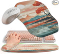 2-in-1 Ergonomic Set Wave Keyboard Wrist Rest and Massage Slope Mouse Pad Wrist Support Rebound Memory Foam for Relieve Carpal Tunnel Syndrome and Wrist Pain (Landscape)