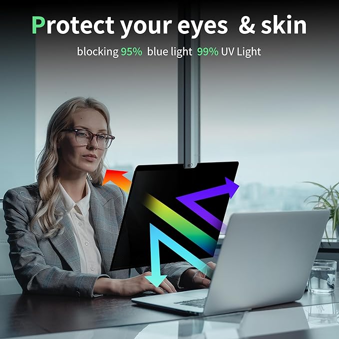 Privacy Screen for MacBook Air 13 Inch M1(2018-2021)&amp Mac Pro 13In M1/M2(2016-2022)Anti Blue Light Glare Filter Removable Bubble-Free Monitor Shield Black Laptop Film With Camera Cover