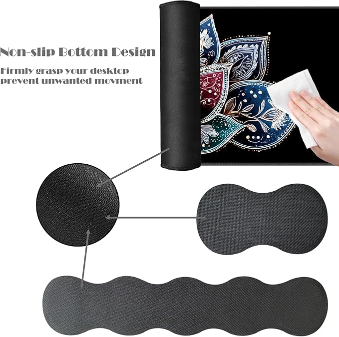 Ergonomic Keyboard Wrist Rest &amp Mouse Pad Wrist Rest SetXL Gaming Desk Mat 31.5x 11.8Non-Slip BaseMemory FoamEasy Typing Pain Relief for Office &amp HomeBlue and Red Lotus