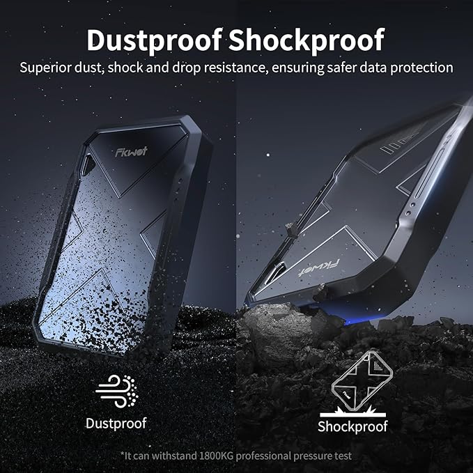 1TB Portable SSD Up to 2050MB/s USB 3.2 Gen2 USB-C IP68 Water &amp Dust Resistant Shockproof External Solid State Drive for Smart TV Cameras iPhone 16/15 Windows Mac and Other Devices (FP90)