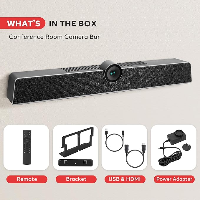 SQUATZ Video Conference Room Camera All-in-One System Ultra HD 4K 5X Zoom Wide-Angle Echo Cancellation 8m Voice Pickup - 120 Degree FOV - For Small Conference Rooms Home Offices and Remote Work