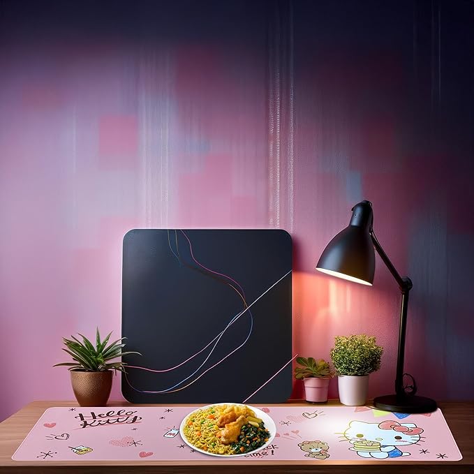 Hello Kitty Mouse Pad | Hello Kitty Placemat | Hello Kitty Room Decor | Kitty Kawaii Gaming Mat | Kawaii Kitty Runner | Girls Place Game Mat | Girls Mouse Pad | Pink | 36 X 12 | Officially Licensed