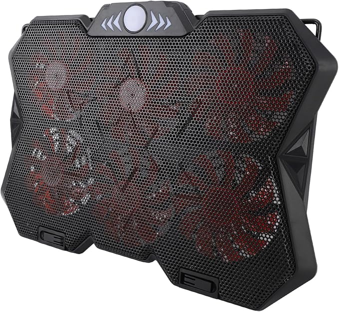 SUNGOOYUE Laptop Cooling Pad 6 Height RGB Silent 6 Fan Metal Mesh Gaming Notebook Cooler with Folding Baffle for Under 19in Laptops