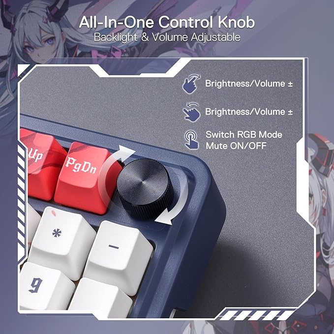 Redragon K686 PRO SE 98 Keys Wireless Gasket RGB Gaming Keyboard 3-Mode Anime Mechanical Keyboard w/Hot-Swap Socket Dedicated Knob Control &amp 5-Layer Noise Dampening Custom Hi-Fi Linear Switch