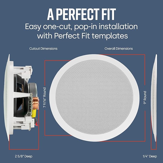 Polk Audio RC6s in-Ceiling 6.5 Stereo Speaker | Dual Channel from a Single Location | Perfect for Damp and Humid Indoor/Outdoor Placement - Bath Kitchen Covered Porches (White Paintable Grille)