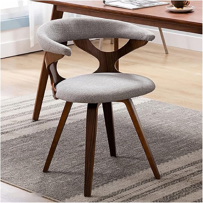 Adjustable Office Computer Chair with Armrest Solid Wood Dining Chair Computer Study Cffice Chair Restaurant Dining Chair(Walnut Grey)