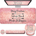 Desk Mat Set + Keyboard and Mouse Pad with Wrist Rest Support4-in-1 Large Mousepad Computer Mats for Desktop Home &amp Office-Glitter Pink