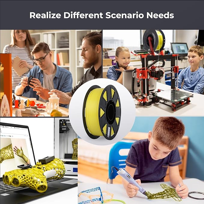 Creality 3D Printer Filament 1.75mm Ender PLA Filament No-Tangling Smooth Printing Without Clogging No Warping Fit Most FDM 3D Printers 1kg Spool Dimensional Accuracy +/- 0.02mm Yellow