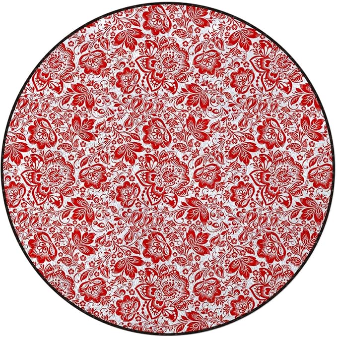 Vermilion White Round mat Office Chair Mat Hardwood Floor mat Round Chair Cushion for Office and Home Decoration Chair Cushion Classic Silhouette Forest Springtime Diameter 55 in