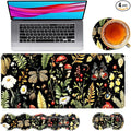 Large Mouse Pad and Keyboard Wrist Rest Desk Pad for Keyboard and Mouse 4-in-1 Large Gaming Mouse Pad with Wrist Support Desk Mat for Home Office Study GameMushroom Butterfly Flower
