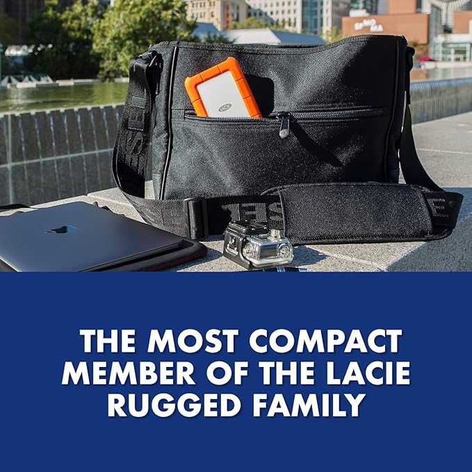 LaCie (LAC9000633) Rugged Mini 4TB External Hard Drive Portable HDD – USB 3.0 USB 2.0 Compatible Drop Shock Dust Rain Resistant Shuttle Drive For Mac And PC Computer Desktop and Laptop Orange
