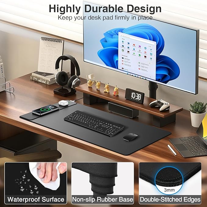 Magnetic Wireless Charging Mouse Pad 31.5x15.8 Large Gaming Desk Mat for Keyboard/Laptop Non-Slip Base &amp 20W PD Adapter Waterproof Ultra-Smooth Surface Mousepad for Gamer Office &amp Home