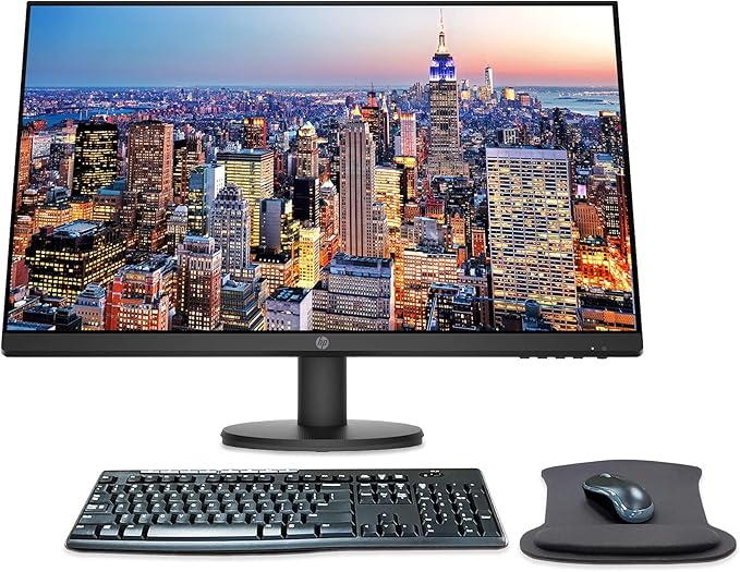HP P27v G4 27 Inch 1920 x 1080 Full HD IPS LED-Backlit LCD Monitor Bundle with HDMI VGA Gel Mouse Pad and MK270 Wireless Keyboard &amp Mouse Combo