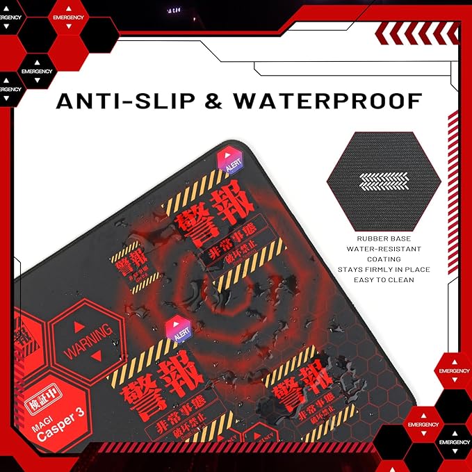 Mouse Pad Neon Genesis Evangelion 'Alert' Design 35.4x15.7 Big Mouse Pad - Featuring MAGI System &amp Emergency Warning Graphics for EVA Fans