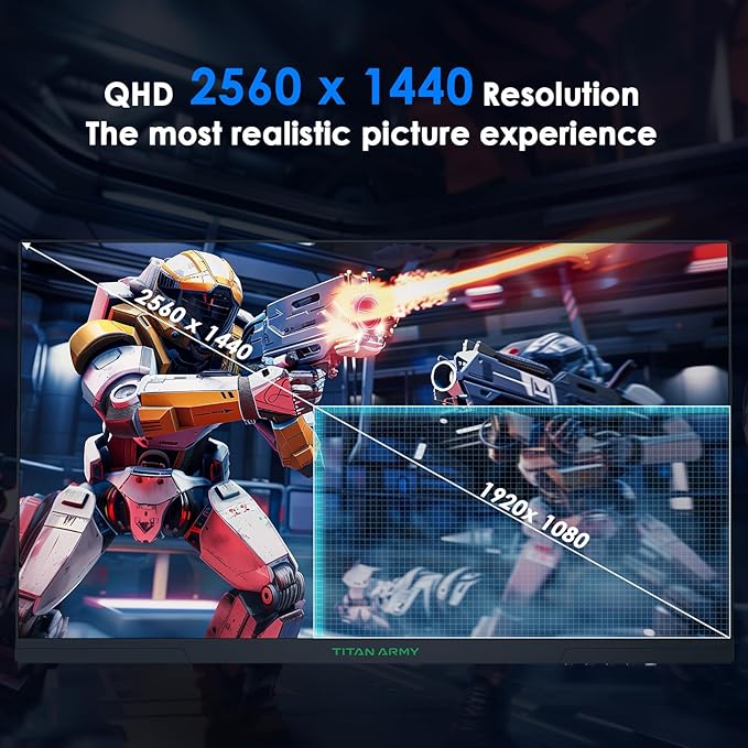 TITAN ARMY 24.5 Inch 240Hz 1440p Gaming Monitor QHD 2560 x 1440p Fast IPS Panel 1ms GTG Response Time Adaptive Sync 126% sRGB HDR 500 Low Blue Light VESA 100x100 P2510S Plus