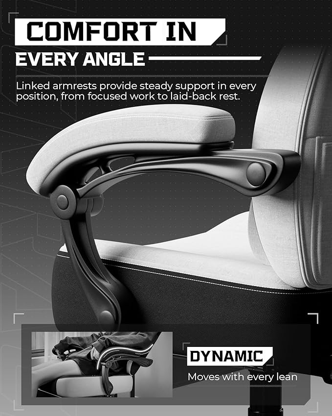 GTPLAYER Gaming Chair Computer Chair with Footrest and Lumbar Support for Adults 360°-Swivel Big &amp Tall Reclining Seat for Office or Gaming (White)