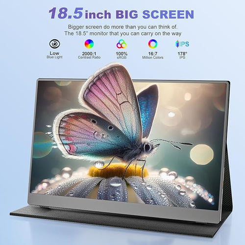 18.5 Inch Portable Monitor for Laptop FHD 1080P 100% sRGB Travel Monitors for Laptop Portable Computer IPS Display w/VESA External Monitor USB-C HDR HDMI Portable Screen w/Smart Cover &amp Speaker