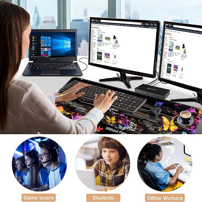 Keyboard Wrist Rest and Mouse Pad with Wrist Support Set Ergonomic CoasterMemory FoamEasy Typing Pain ReliefLarge XL Desk Mat 31.5x 11.8Floral Butterfly Bible Verse Proverbs 31-25
