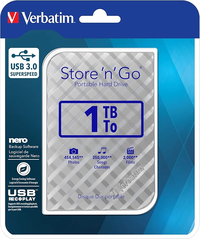 Verbatim Store 'n' Go 2.5 1TB Silver GEN 2 USB 3.0