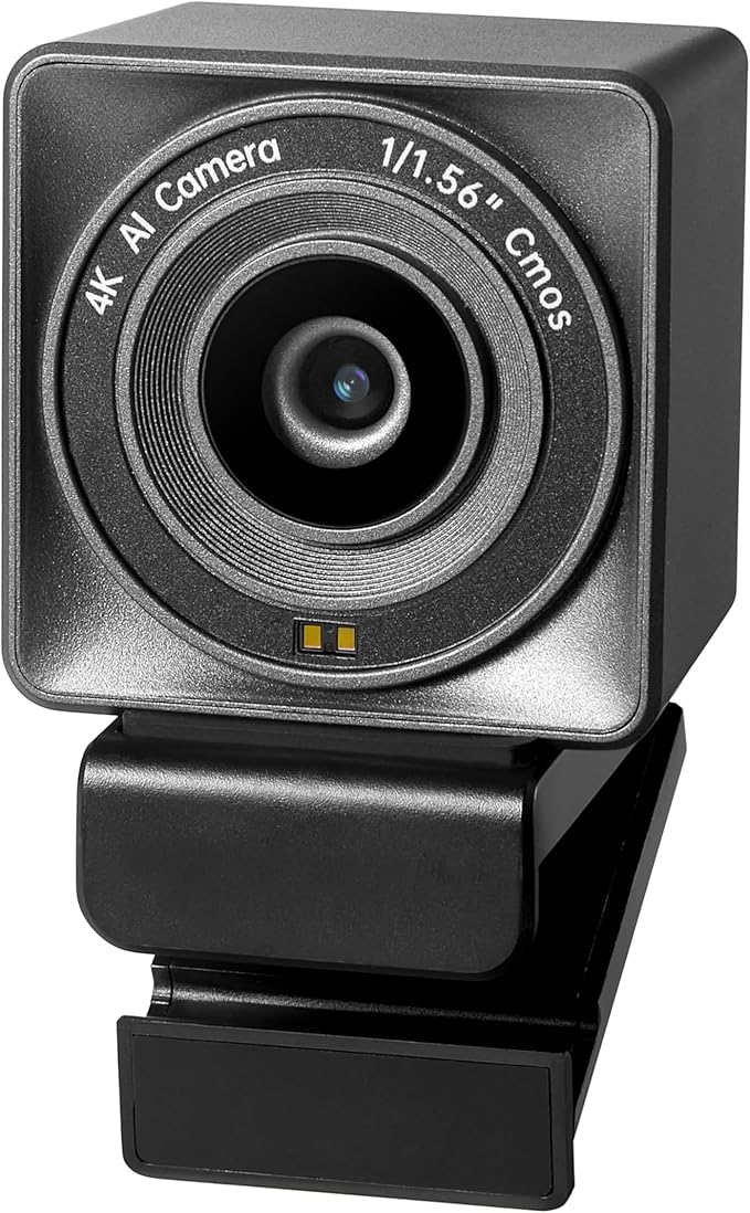 VM50 4K Webcam for PC 1/1.56 Sensor Ultra Low Light&ampCorrection4K30&amp1080P60AI Framing AutofocusBeauty ModeGesture Control 4X ZoomWDRNo Mic for StreamingMeetingGamingOBS DSLR style con