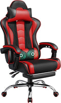 Yaheetech Gaming Chair Video Game Chair with Massage Lumbar Support and Footrest Height Adjustable Ergonomic Computer Chair with Swivel Seat and Headrest Black/Red