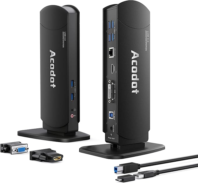 USB 3.0 Universal Docking Station Acodot 13 in 1 Laptop Docking Station Dual Monitor for Windows and Mac USB C Docking Station with HDMI VGA DVI 6X USB 3.0 Gigabit Ethernet Audio