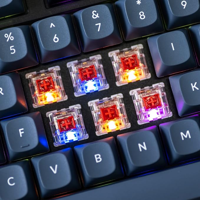 Keychron V3 Wired Custom Mechanical Keyboard TKL Tenkeyless QMK/VIA Programmable Macro with Hot-swappable Keychron K Pro Red Switch Compatible with Mac Windows Linux (Frosted Black-Translucent)
