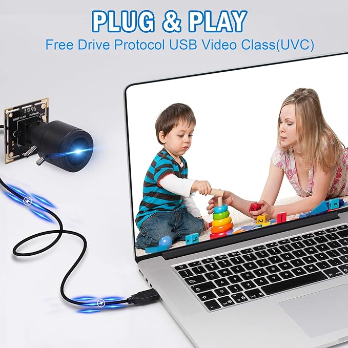 1080P USB Camera Module 0.01Lux Low Light Camera with 2.8-12mm Varifocal Lens H.264 2MP CMOS IMX323 UVC Industrial Webcam Board for Window Linux Android Mac OS