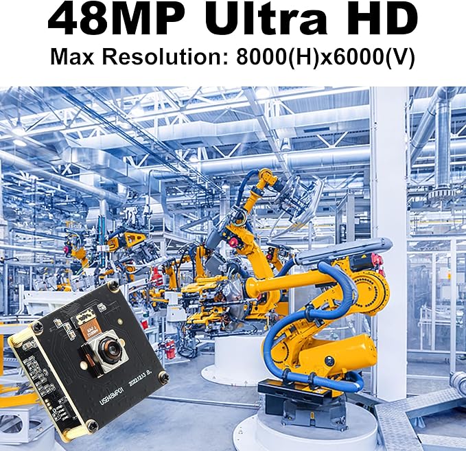 48MP Ultra HD Autofocus USB Camera – 4K Video &amp 8000×6000 Still – 70° No Distortion Lens for Lightburn Laser Engraver | Machine Vision | Embedded Systems