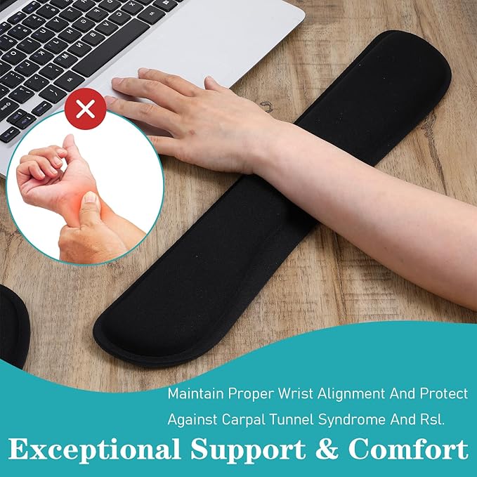 8 Pcs Ergonomic Mouse Pad and Keyboard with Wrist Support Set Soft Smooth Gel Rest Comfortable Memory Foam for Easy Typing Gaming Computer Laptop Office Home