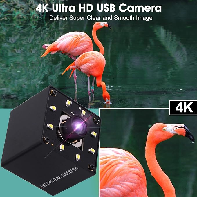 SVPRO Webcam 4K Autofocus USB Camera 30fps UHD Computer Camera with Light100 Degree Wide Angle Streaming CameraPlug &amp Play Web Cam for Industrial VisionOnline ClassVideo ConferenceSupport OTG