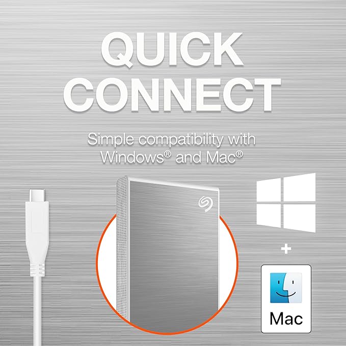 Seagate One Touch SSD 2TB External SSD Portable – Silver speeds up to 1030MB/s 6mo Mylio Photo+ subscription 6mo Dropbox Backup Plan and Rescue Services (STKG2000401)