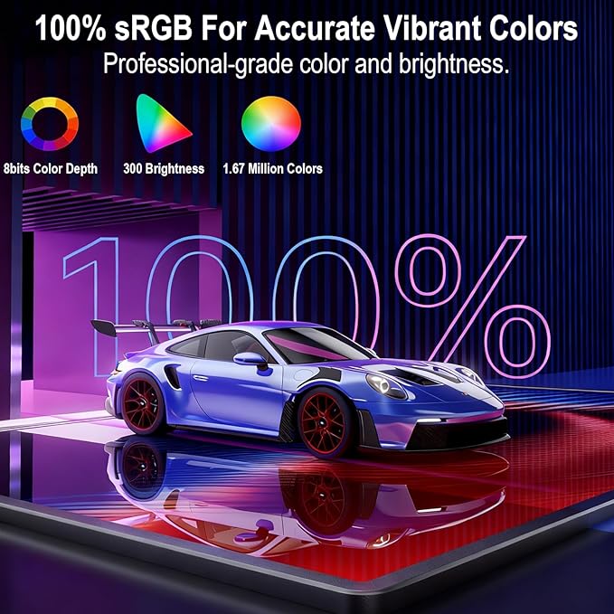 2.5K 100Hz Portable Monitor Touchscreen 15.6'' QHD 2880x1620 300 Nits 100% sRGB IPS Gaming Monitor w/VESA HDR FreeSync Eye Care USB-C HDMI External Second Screen for Laptop PC Phone Switch PS3/4/5
