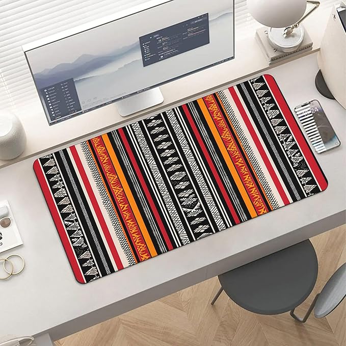 XXL Gaming Mouse Pad Boho Aztec Large Desk Mat Protector for Desktop Anti-Slip Rubber Extended Computer Keyboard Mat Writing Pad Mousepad for Work Office Home15.7 * 35.4 in A-700