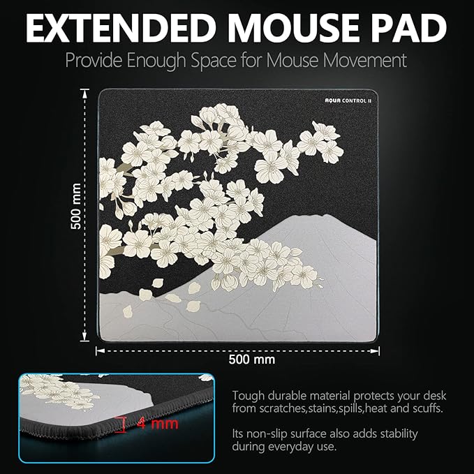 X-Raypad Aqua Control 2 Gaming Mouse Pad Ultra-High Precision Mouse Pad with Perfect Speed and Control Capability Consistent X and Y Glide Designed for Fps Players with Low DPI Requirements